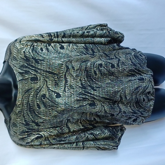 Vintage Jeri Marque Foil Blouse 80s Retro Polyester Knit Foil - Picture 1 of 6